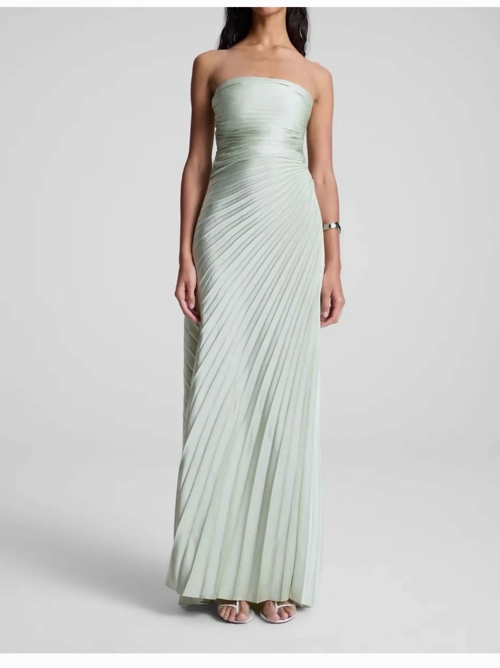 A.L.C. Strapless Pleated Maxi Dress in Mint